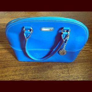 Anne Klein Blue Bucket Bag w/ Pink interior